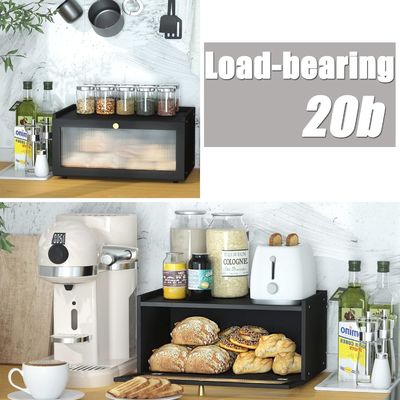 선물 패키지 2층 대형 현대 Bambu 검은 빵 상자 나무 빵 보관 상자 창문