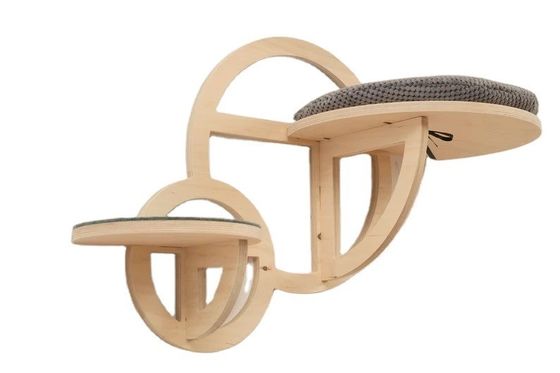 현대 고양이 가구 계단 및 실크 스크린 인쇄로 된 목재 고양이 등반 벽