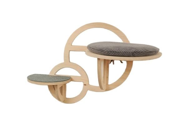 현대 고양이 가구 계단 및 실크 스크린 인쇄로 된 목재 고양이 등반 벽