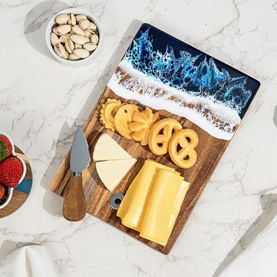 식품 서비스용 맞춤형 무늬 아카시아 나무 에포시 樹脂 사료판