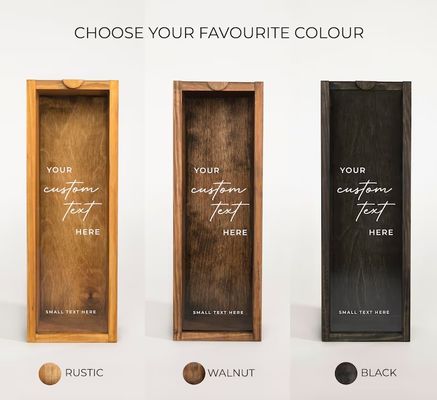 직사각형 나무 와인 상자 gravured 개인화된 병 상자 독특한 생일 선물 아이디어