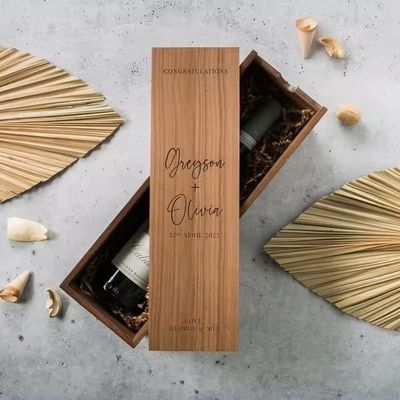 실크 스크린 인쇄 소나무 와인 샴페인 상자 약혼 및 결혼식 35x11x11cm