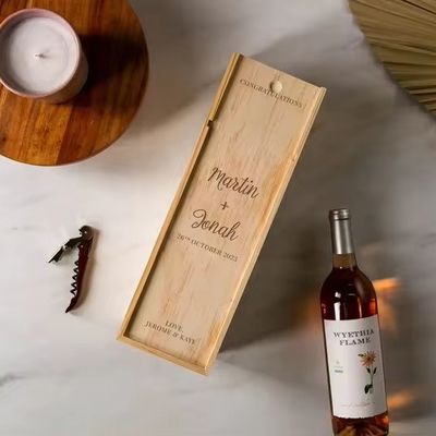 실크 스크린 인쇄 소나무 와인 샴페인 상자 약혼 및 결혼식 35x11x11cm