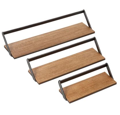 맞춤형 로고 가정 장식 세트 3 검은색/자연 목재 벽 셸프 매달린 디스플레이 셸프