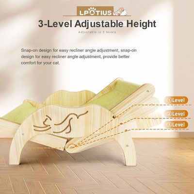 202407 편안한 고양이 의자 실내 레이저 조각 인쇄로 조정 가능한 목재 고양이 의자