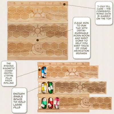 컴팩트 나무 주간 약제 조직기 기기 매일 분배기 약제 분류기 약제 용기