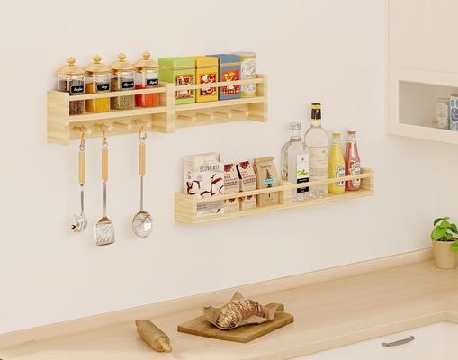 나무 갈고리 책상 자연 나무 벽에 장착 된 유치실 장식 보관용 선반