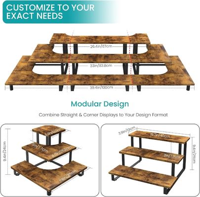 모든 계절 목재 3 단계 디스플레이 라이저 스탠드 대나무 직선 디스플레이 랙 소매