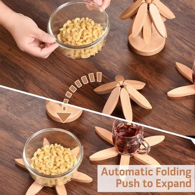 실크 스크린 인쇄 된 비치 목재 코스터 및 홀더 핫 접시 나무 모양 트리벳 세트