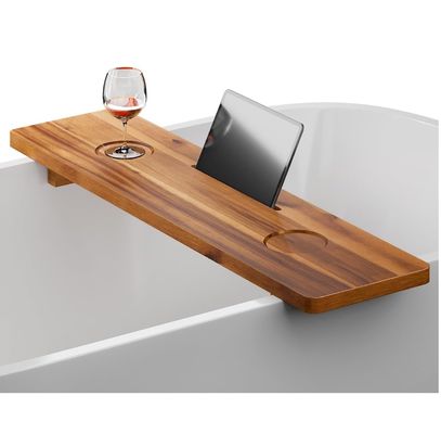지속가능한 욕조 캐디 트레이 반 튀기 대형 욕조 트레이 목재 액세서리