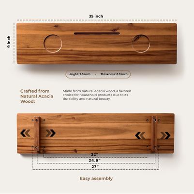 지속가능한 욕조 캐디 트레이 반 튀기 대형 욕조 트레이 목재 액세서리