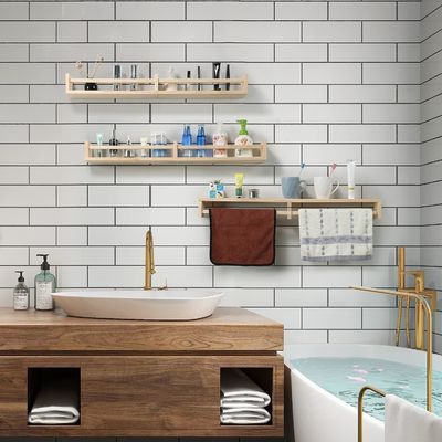 벽에 매달린 선반 세트 3 나무 떠있는 책상 어린이 방 장식 및 저장