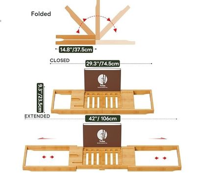 책과 전화 홀더 사용자 지정 로고와 함께 확장 가능한 나무 욕조 트레이 캐디 허용