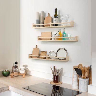 벽에 매달린 선반 세트 3 나무 떠있는 책상 어린이 방 장식 및 저장