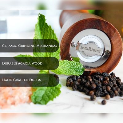2 8 "아카시아 나무 소금과 고추 밀러 세트 조정 가능한 세라믹 밀링 메커니즘