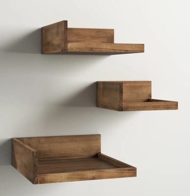 고품질 현대 3 조각 단단한 나무 책 사진 벽 선반 조정 가능한 떠있는 선반