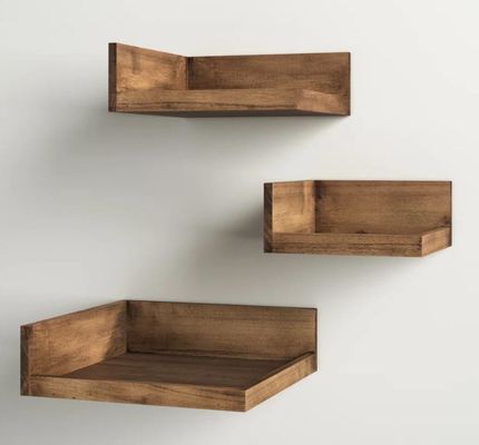 고품질 현대 3 조각 단단한 나무 책 사진 벽 선반 조정 가능한 떠있는 선반