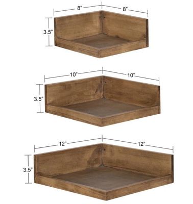 고품질 현대 3 조각 단단한 나무 책 사진 벽 선반 조정 가능한 떠있는 선반