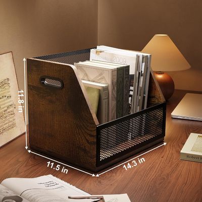 튼튼한 LP 레코드 상자 및 기능적 디자인을위한 레트로 브라운 비닐 레코드 저장 상자