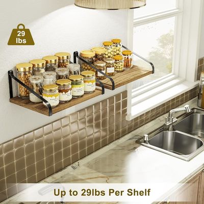 현대 세트 2 탄화 된 검은 대형 저장 L16.5 X W12 인치 유목 나무 벽 부동 선반