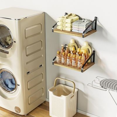 현대 세트 2 탄화 된 검은 대형 저장 L16.5 X W12 인치 유목 나무 벽 부동 선반