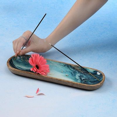 직사각형 목재 향신용 스틱 산업 선물 수제품 파란색 망고 나무