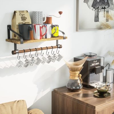 럭틱 목재 8 휴식 할 수 있는 갈고리 벽 떠있는 선반 주방 향신료 랙 수건 바와 함께