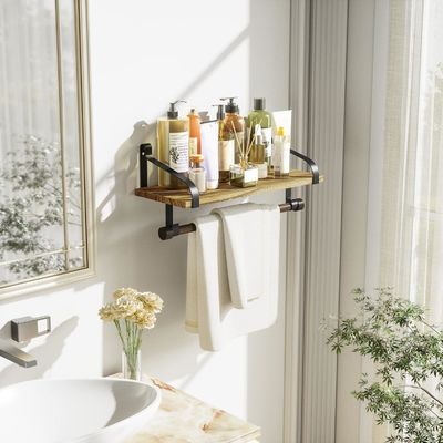 럭틱 목재 8 휴식 할 수 있는 갈고리 벽 떠있는 선반 주방 향신료 랙 수건 바와 함께