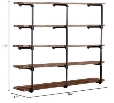 나무 산업 벽 장착 철 파이프 선반 DIY 오픈 오피스 룸 부엌 책상