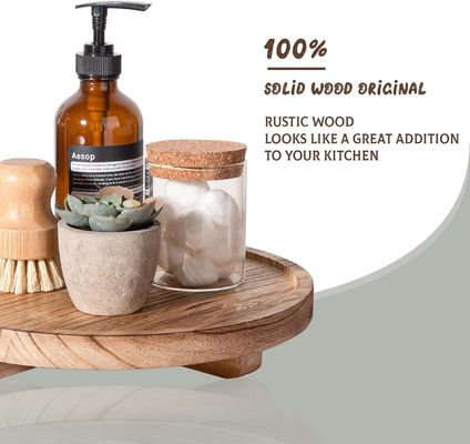 실크 스크린 인쇄 목재 둥근 장식 트레이 욕실 카운터에 대한 10 인치 목재 조직기