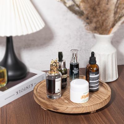 실크 스크린 인쇄 목재 둥근 장식 트레이 욕실 카운터에 대한 10 인치 목재 조직기