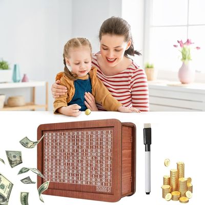 환경 현금 저축 상자 TIMBER 금전 목표 및 숫자를 가진 나무 현금 저축