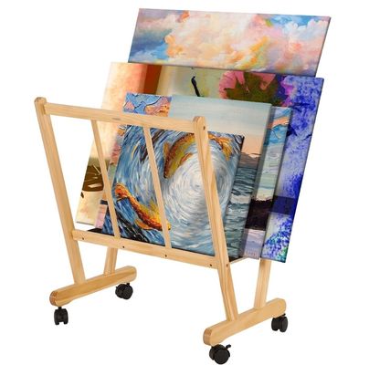 202406 롤링 캐스터와 함께 나무 큰 인쇄 랙 사용자 정의 로고 욕실 디스플레이 및 저장