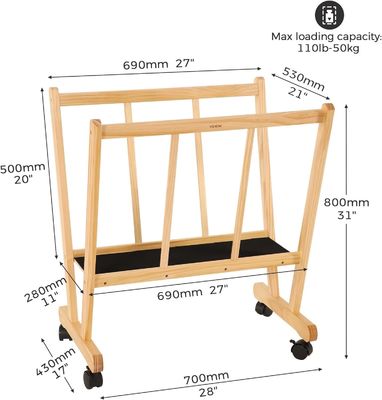 202406 롤링 캐스터와 함께 나무 큰 인쇄 랙 사용자 정의 로고 욕실 디스플레이 및 저장