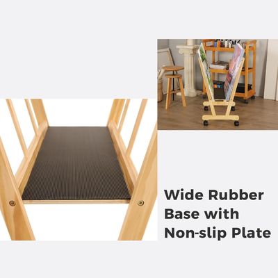 202406 롤링 캐스터와 함께 나무 큰 인쇄 랙 사용자 정의 로고 욕실 디스플레이 및 저장