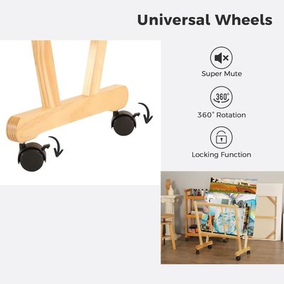 202406 롤링 캐스터와 함께 나무 큰 인쇄 랙 사용자 정의 로고 욕실 디스플레이 및 저장