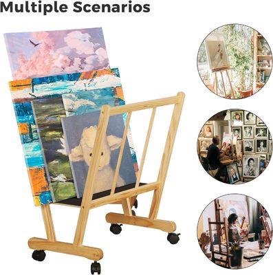 202406 롤링 캐스터와 함께 나무 큰 인쇄 랙 사용자 정의 로고 욕실 디스플레이 및 저장