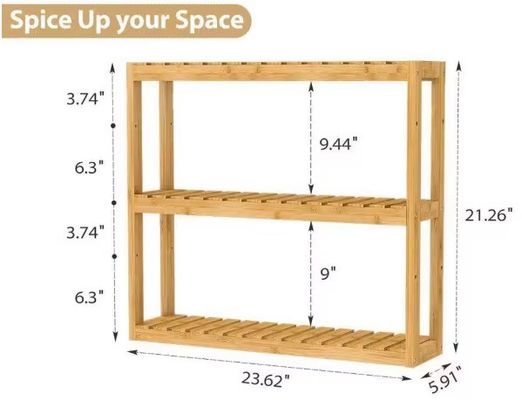 천연색 3층 목재 보관 선반 욕실 필수품 정리
