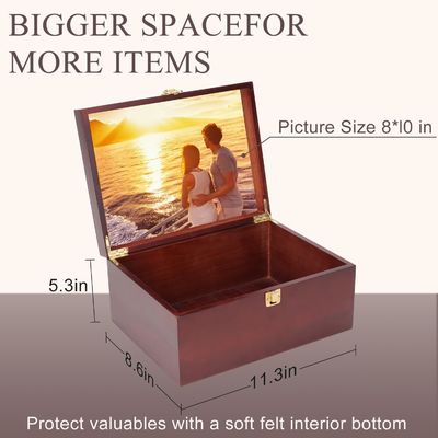 큰 목재 기념품 상자 가루 뚜?? 과 사진 프레임 우아한 결혼 기념품