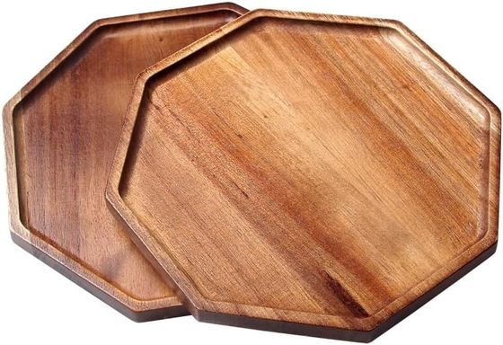 아카시아 목재 용품 접시 및 트레이, 쉽게 운반 할 수 있는 갈라진 손잡이 디자인
