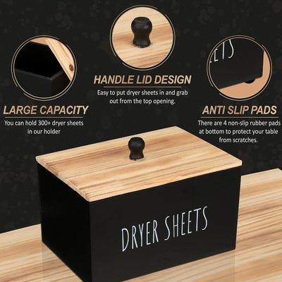 선물 크래프트 검은색 나무 상자 컨테이너 직사각형 현대 공간 절약 시트 디스펜서