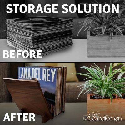 플립 디스플레이 50 음악 앨범 저장용 목재 레코드 홀더 단일 계층 디자인