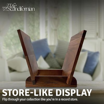 플립 디스플레이 50 음악 앨범 저장용 목재 레코드 홀더 단일 계층 디자인
