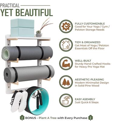 가정 체육관 벽 장착을 위해 편리한 목재 요가 매트 조직기