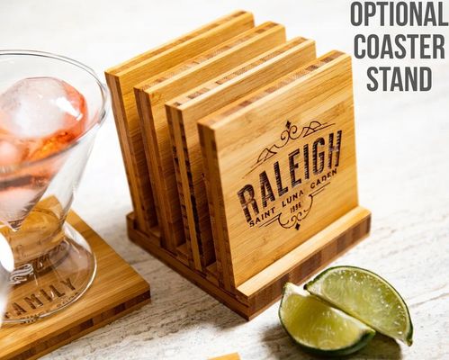 가문의 이름 가루 또는 소나무 MDF로 만든 선택적 인 홀더와 함께 코스터