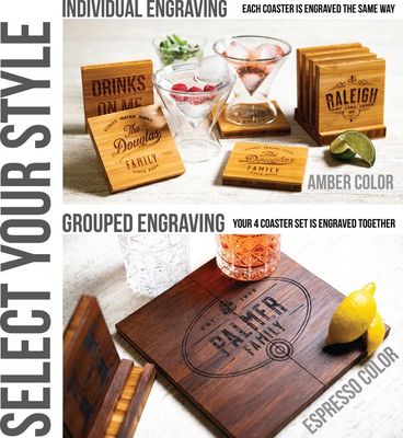 가문의 이름 가루 또는 소나무 MDF로 만든 선택적 인 홀더와 함께 코스터