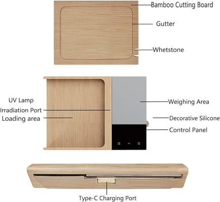다기능 Bambu Smart Chopping Cutting Board 8 In 1 식사 준비 시스템 사각형