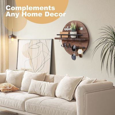 둥근 목재 열쇠 및 메일 홀더 조직기 입구 Mudroom 복도 부엌 사무실