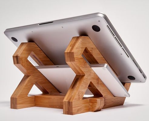 편리한 디자인으로 노트북 및 노트북 트레이를위한 조절 가능한 대나무 노트북 스탠드