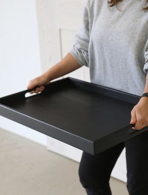 네모 모양 호박 나무 서비스 트레이 손잡이와 함께 당신의 요청에 따라 호박 커피 테이블